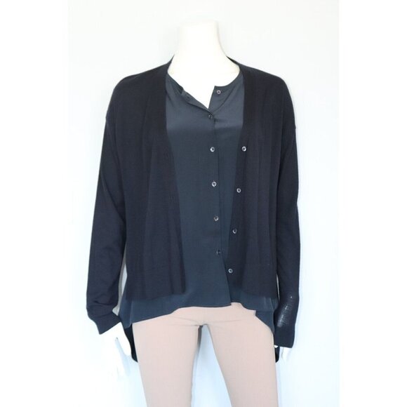 Dorothee Schumacher Women's US8 Large Blue Shell Knit Cardigan Sweater Silk Knit - Picture 1 of 5